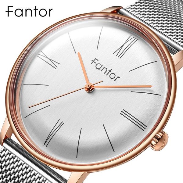 

wristwatches fantor brand minimalist luxury quartz waterproof mens relogio masculino mesh wrist man watch, Slivery;brown