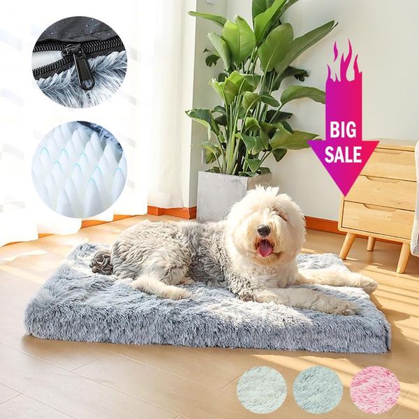 

kennels & pens large pet cat bed warm fleece round dog kennel house long plush winter beds for puppy cushion mat