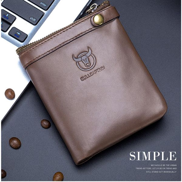 

coin purses rfid retro leather double folding zipper buckle storage men's wallet 058, Red;black