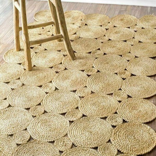 

carpets rug 100% natural woven jute handmade double-sided modern living outdoor rag home room decorative carpet