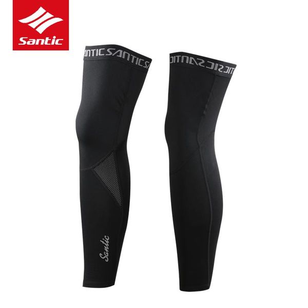 

arm & leg warmers santic winter cycling fleece warm calf compression sleeves running sports bike cover leggings uv protect, Black