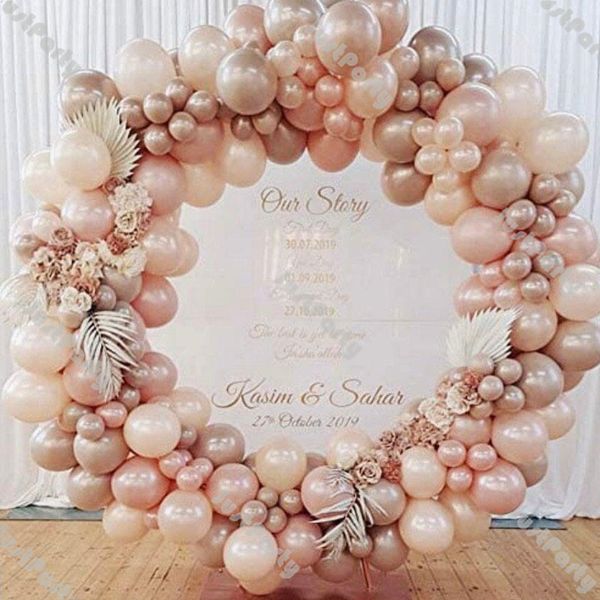 

190pcs pearl champagne balloon garland arch wedding decoration doubled coffee cream peach anniversary party baby shower decor