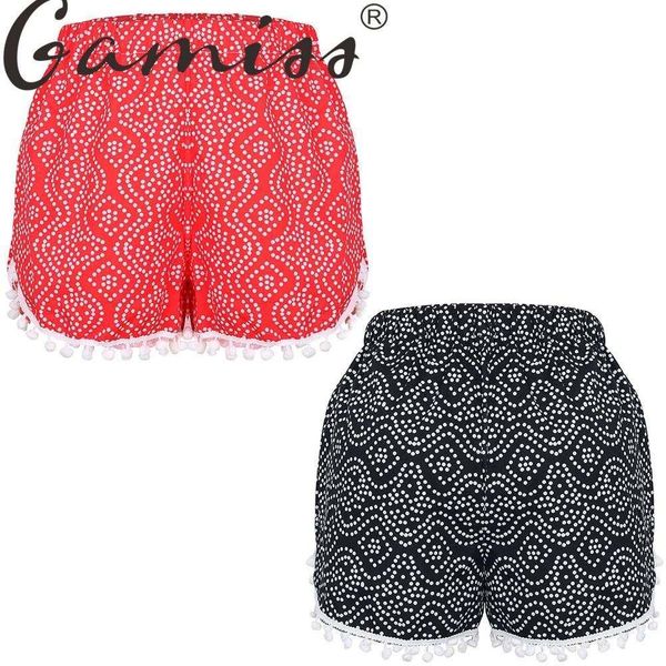 

gamiss women lady's summer casual shorts high waist short beach, White;black