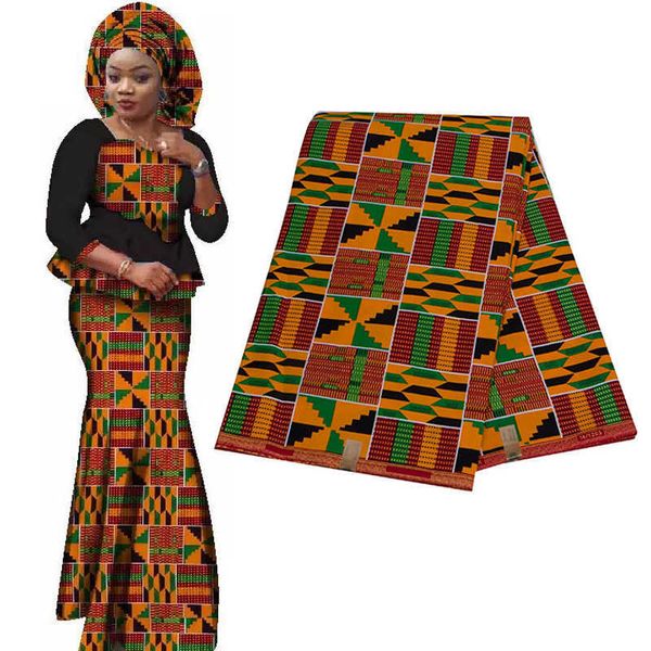 Macio Clássico Ankara Africana Imprime Kente Tecido Real Cera Cera Pagne 100% Top Algodão África Material De Costura Para Vestido Patchwork 210702