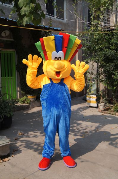 

real picture french clown mascot costume fancy dress for halloween carnival party support customization, Red;yellow