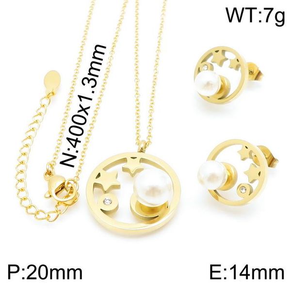 

earrings & necklace 3 colors fashion round stainless steel jewelry pendant sets for women sbjzgubh, Silver