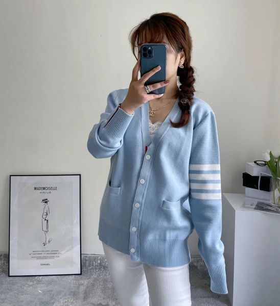 

tb aging college knitted cardigan women's 21 autumn new hong kong style fashionable sweater coat, White