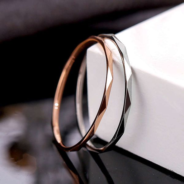 

titanium female v- rose gold simple index finger stainless steel creative tail joint thin ring, Black
