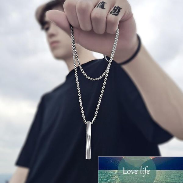 New Fashion Black Rectangle Pendant Necklace Men Trendy Simple Stainless Steel Chain Men Collana gioielli regalo