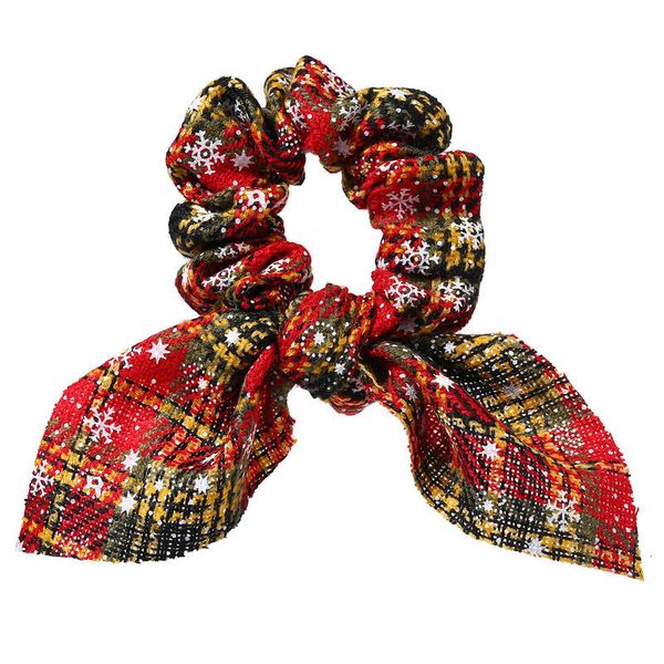 

6495 style christmas plaid ribbon hairring with simple christmas eve elements