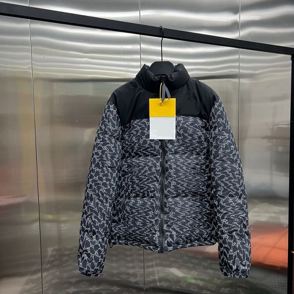 

21ss winter down jackets invincible retro nuotse embroidered warm stand collar puffer jacket for men s, Black