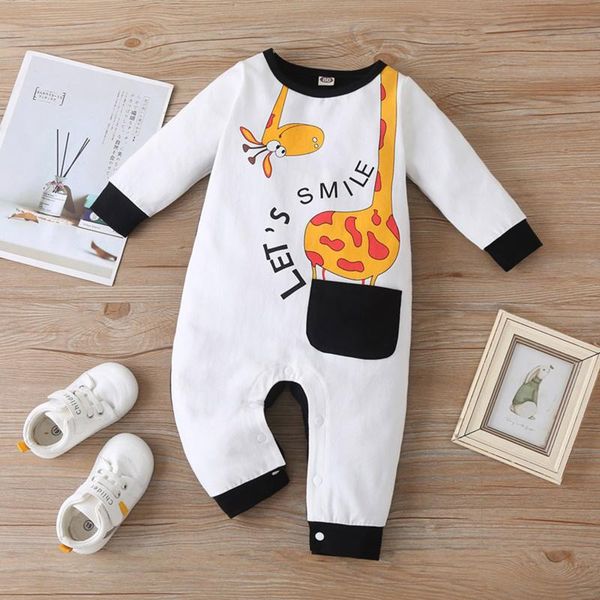 

jumpsuits winter infant baby girl clothes boys long sleeve animals letter romper jumpsuit children's for born kids, Blue