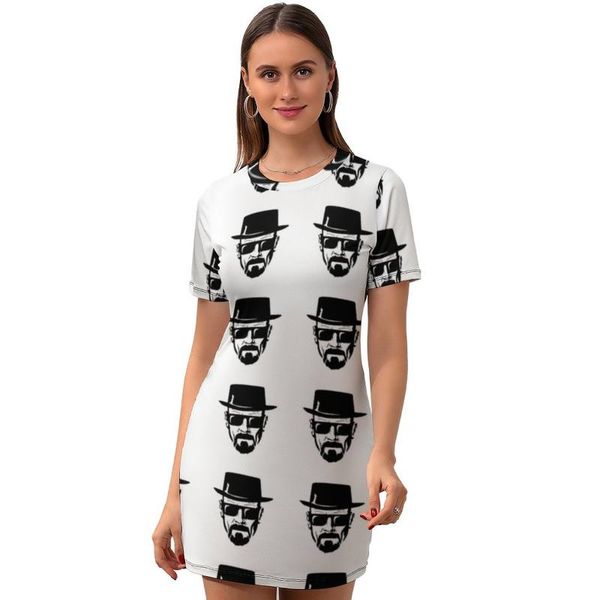 

casual dresses heisenberg dress short sleeve spandex ladies bodycon social sale colorful printed one-piece, Black;gray