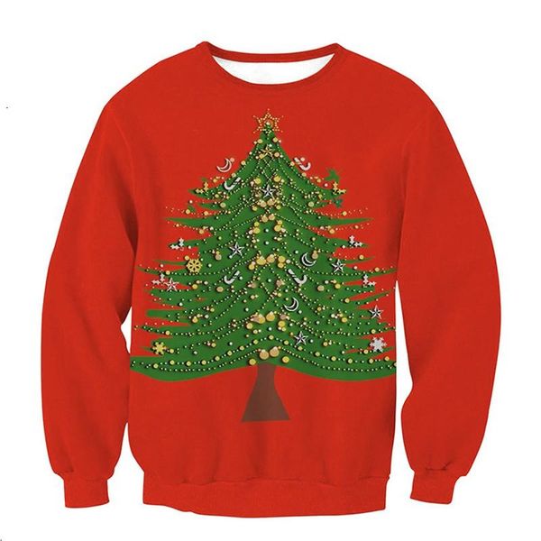 

Men's Sweaters Men Women Christmas Sweater 3D Tree Ugly Year Eve Holiday Funny Sweatshirt Couple Pullover Xmas Clothing, White;black