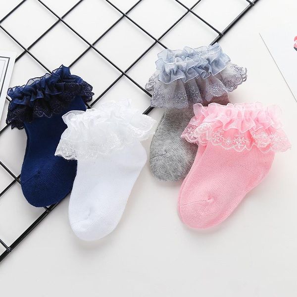

socks born baby cotton lace princess combed for girls summer spring infant babe 0-12m, Pink;yellow
