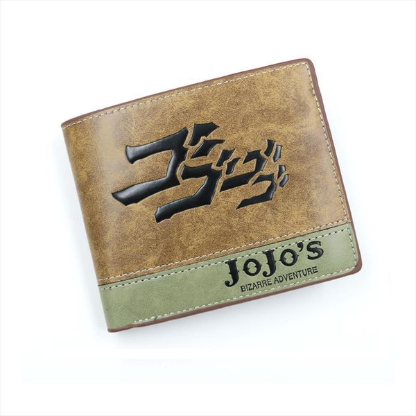

anime jojo bizarre adventure wallet khaki pu leather coin purse, Red;black