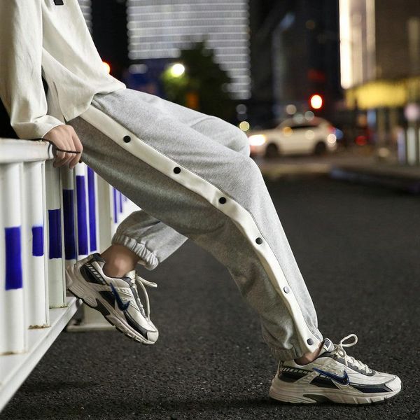 

striped casual joggers pants men fashion hip hop streetwear loose trousers man basketball fitness gyms sweatpants jogger trouser men's, Black