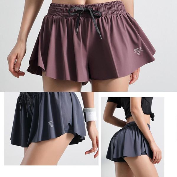 

yoga outfit exercise shorts summer running women double layer safety trousers gym loose sport breathable