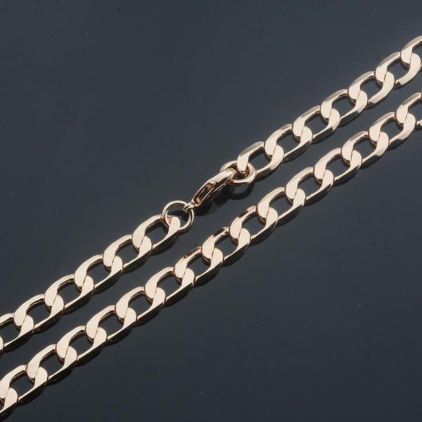 

chains fashion jewelry 6.5mm wide classic women men 585 rose gold color necklace 50cm 60cm, Silver