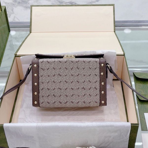 

box crossbody bag rivet suitcase handbag women shoulder bags buckle founder modeling advanced artificial canvas internal card slot