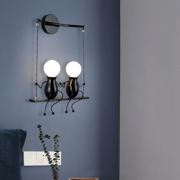 

wall lamps american led light modern industrial style iron art sconce children bedroom bedside metal cartoon robot lights