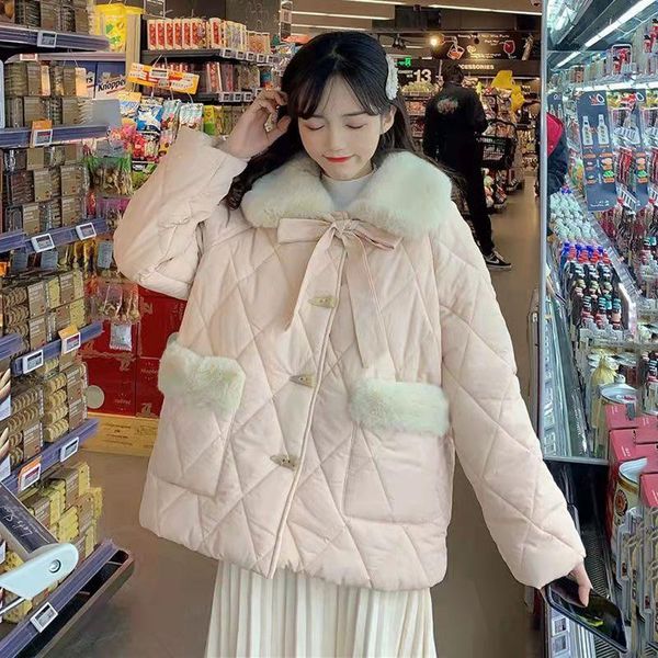 

women's jackets winter women short jacket coat girls kawaii thick warm fur oversize lapel female, Black;brown