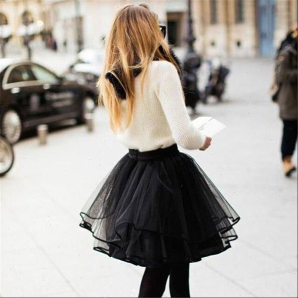 

fashion black lace tulle women skirts tutu party vintage high waist streetwear