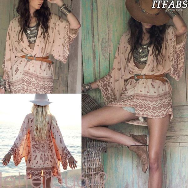 

women's swimwear women cover-upschiffon kimono blouse coat cardigan beach cover up summer floral loose chic wear clothing1 svzl, White;black