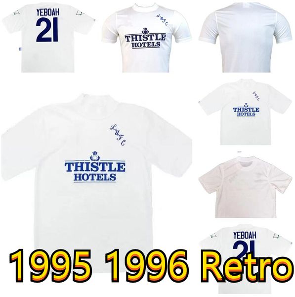 

1995 1996 white home shirt retro soccer jerseys united yeboah #21 95 96 classic football shirts, Black;yellow