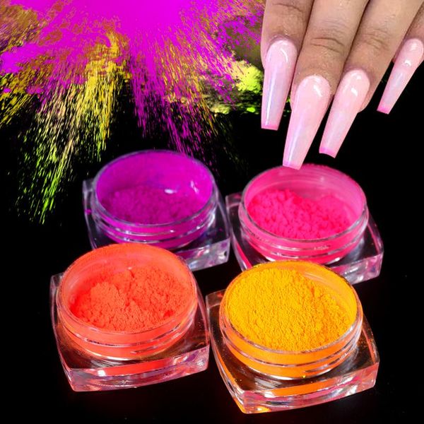 

nail glitter 3 box/set neon pigment powder fluorescence dust for diy gel manicure 3d art decorations, Silver;gold