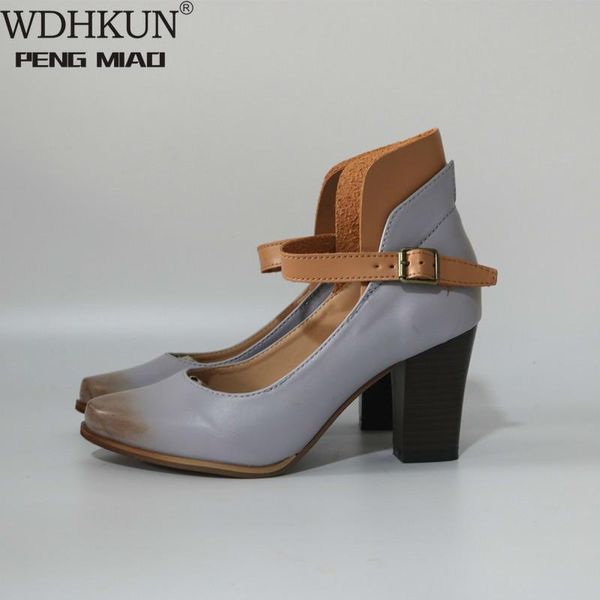 

dress shoes wdhkun women heel high pumps square ladies platform round toe t-tied wedding zapatos de mujer, Black