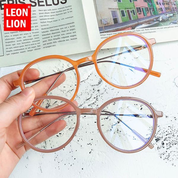 

fashion sunglasses frames leonlion jelly retro alloy round glasses frame women's eyeglasses brand designer anti-blue light flat mirror, Black