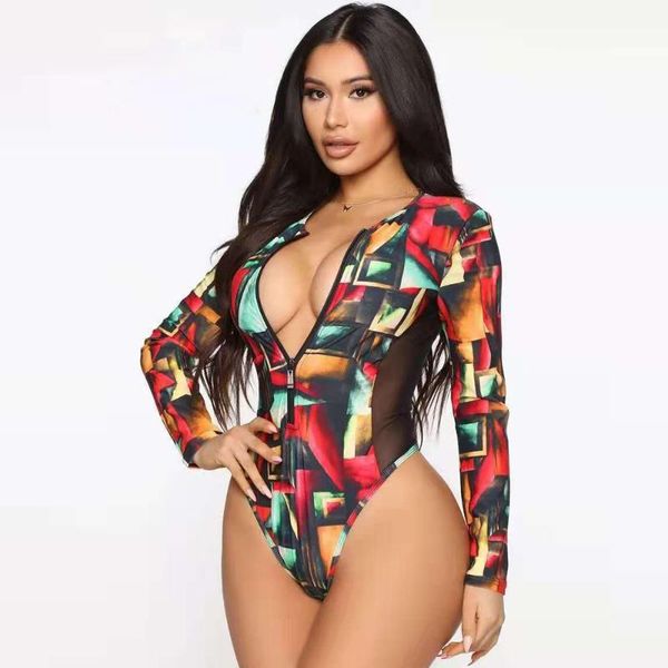 

one-piece suits women's triangle one piece swimsuit hollow out african long sleeve bikini 2021 plus size summer swimming suit outfits