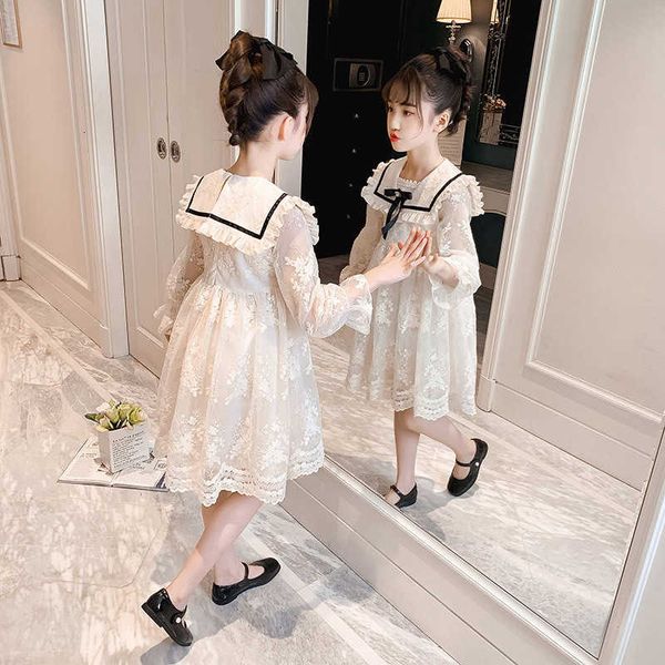 

girls' korean version net red 2021 big foreign style children's princs skirt spring and autumn drs, Black;gray
