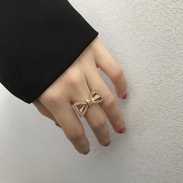 

cluster rings silvology 925 sterling silver zircon bow-knot elegant minimalist bow for women 2021 luxury temperament jewelry gift, Golden;silver