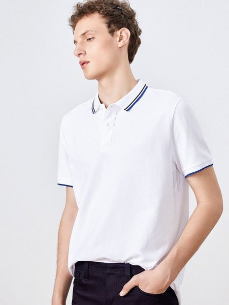 

men contrast binding polo shirt 96ey#, White;black
