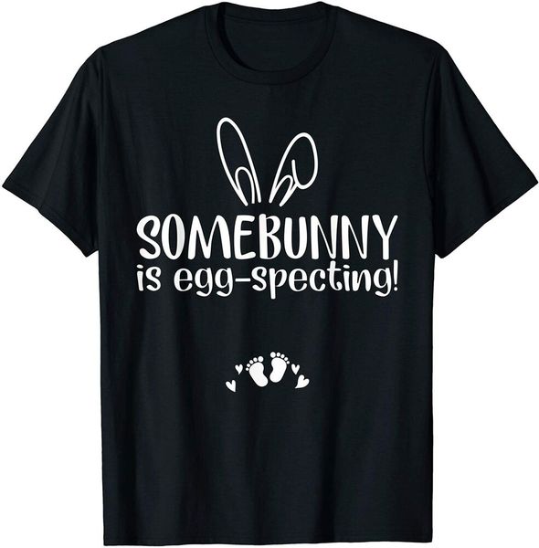

somebunny is egg-specting pregnancy announcement easter t-shirt boys men t-shirt, White;black