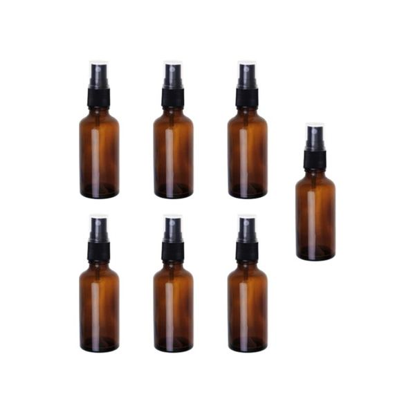 

storage bottles & jars 7pcs glass spray bottle emulsion subpackaging press pump essential oil container brown (100ml)