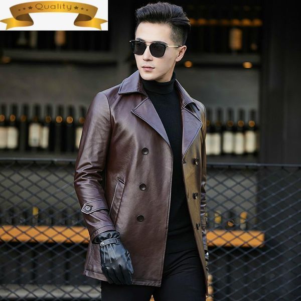 

jacket cow leather genuine men 2021 vintage spring autumn cowhide coat real jackets veste moto homme ay8809 yy393 men's & faux, Black