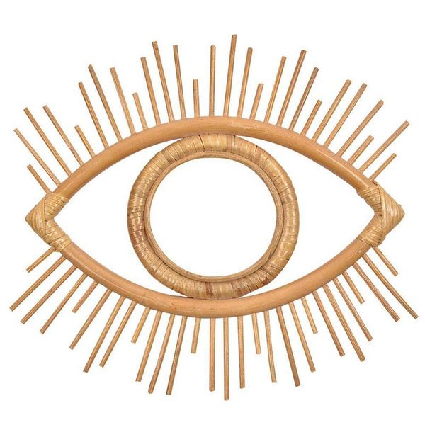 

eye shape decor mirror frame rattan art makeup dressing bathroom wall hanging crafts mirrors