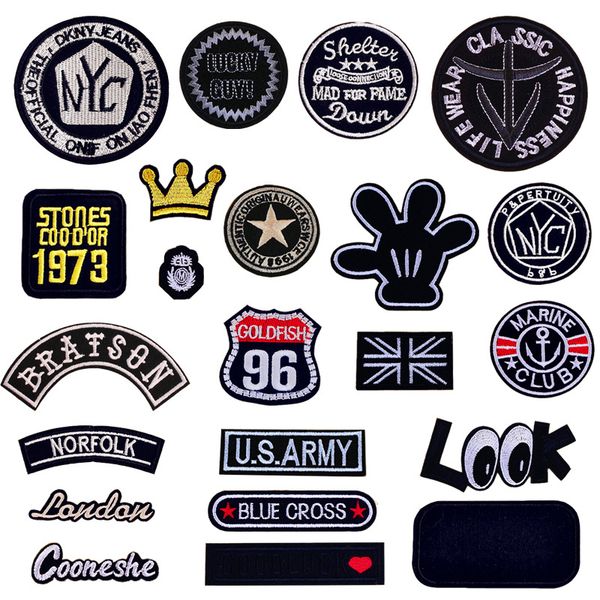 

1pcs army space stripes fabric patch embroidered iron on patches for clothing diy decoration clothes stickers applique badge, Silver