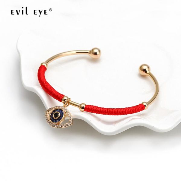 

bangle evil eye blue zircon hamsa hand turkish charm gold color copper open for women girls men jewelry be206, Black