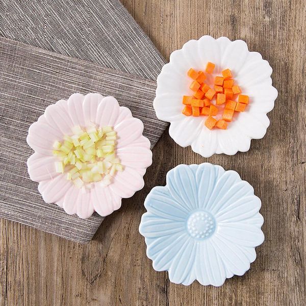 

dishes & plates ceramic daisy flower shape mini fast tray cake dessert relish plate sauce seasoning christmas gift