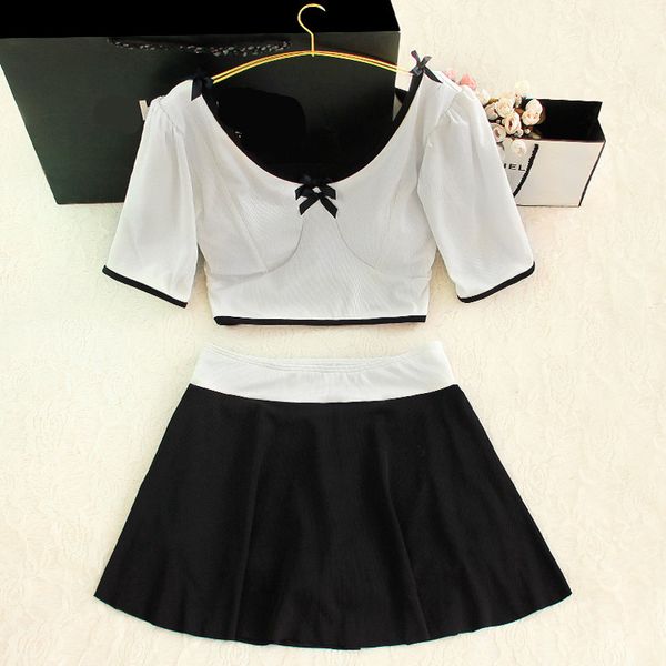 

swimwear female separation in 2021 show thin belly small sweet bowknot winter wind restoring ancient ways is a swimsuit, White;black