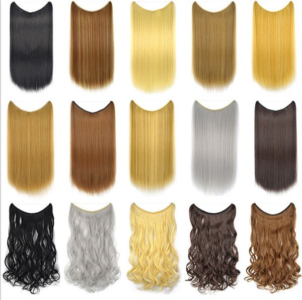 24 Zoll gerader Schleife Micro Ring Hair Extensions Synthetische Fischlinie Schuss Hohe Temperatur Seidebündel MW-8006A