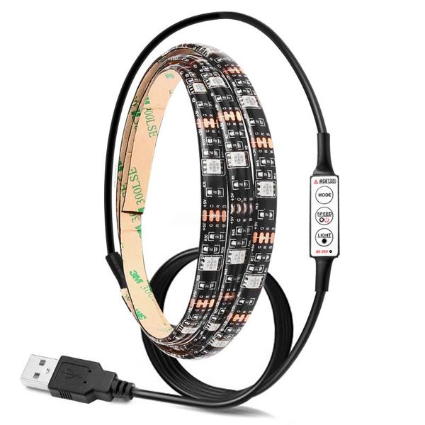 

strip rgb flexible light tv background tape mini 3key controller strips led