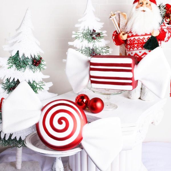 

christmas decorations scene layout gift ornaments pendant diy wedding festival 40cm red and white sugar gifts