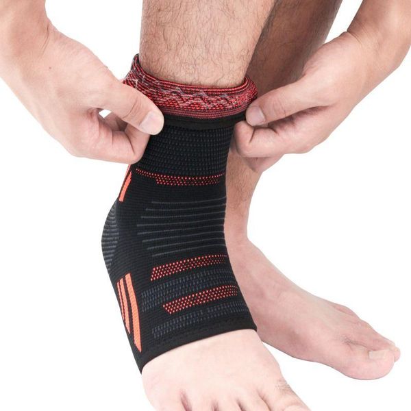 

breathable ankle brace compression support sleeve elastic for recovery joint pain sports socks, Blue;black