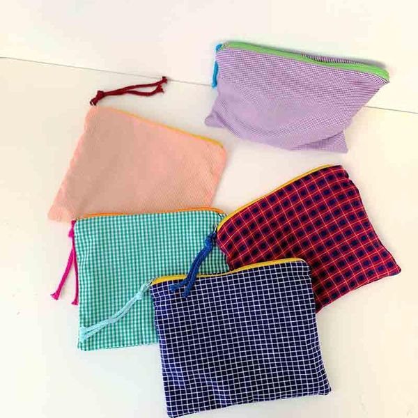 

fashion contrast color cotton make up bags women cosmetic bag case zip handbag organizer storage pouch toiletry wash & cases