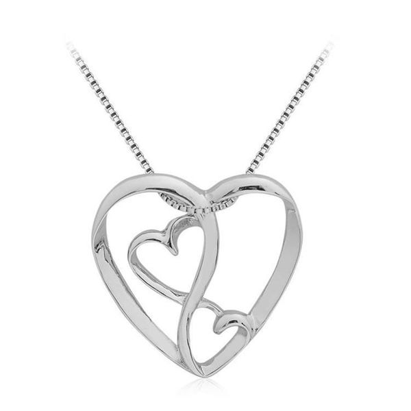 

pendant necklaces double heart necklace simple geometric v neck women accessories, Silver